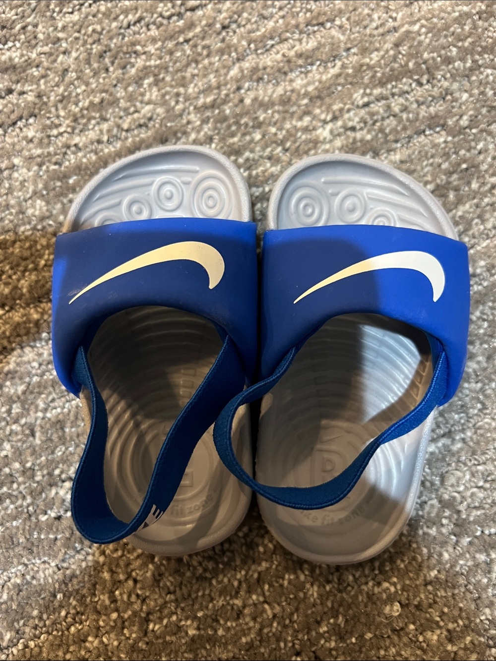 Nike Kids Blue and White Backstrap Slide Sandals